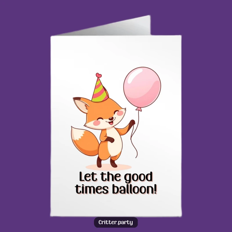 Free Printable Birthday Card: Fox Party Humor Card for Festive Wishes