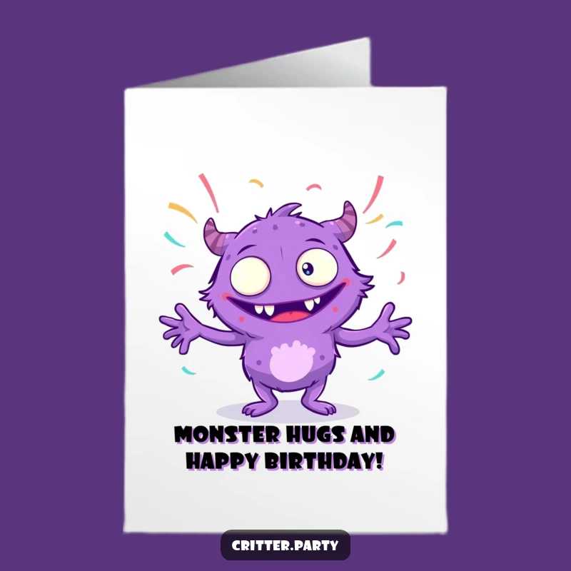 Free Printable Birthday Card: Giggling Monster Dance Party Downloadable Gift