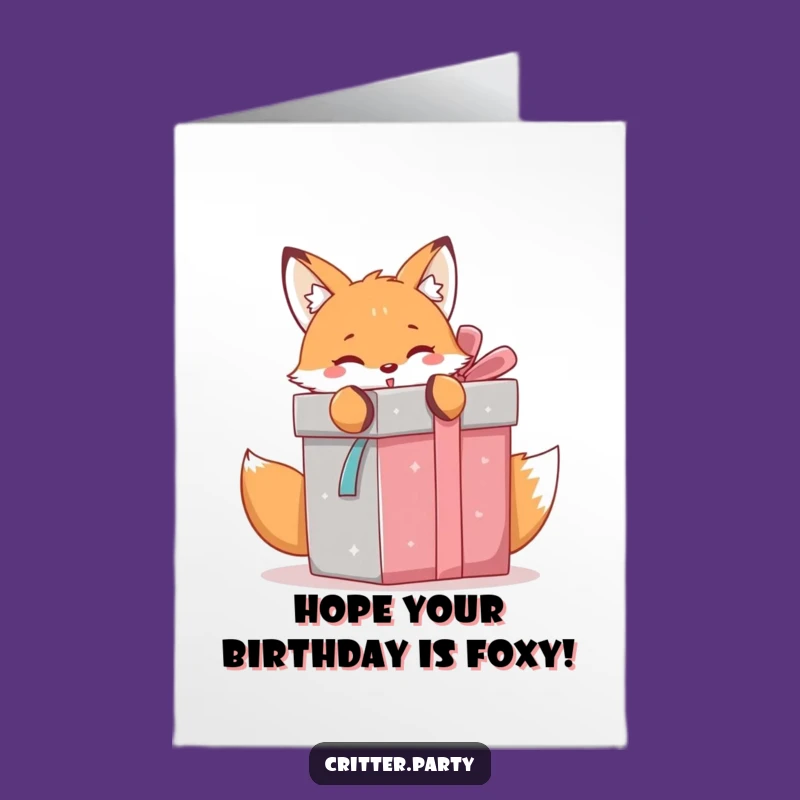 Free Printable Birthday Card: Kawaii Fox Gift Surprise Hilarious Downloadable Gift