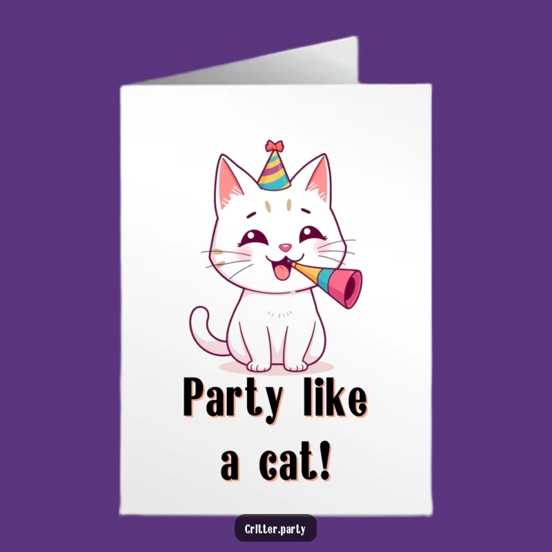 Free Printable Birthday Card: Party Cat Greeting for a Purr-fect Celebration!