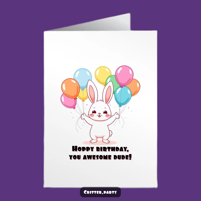 Free Printable Birthday Card: Kawaii Bunny Party Fun Hilarious Downloadable Gift