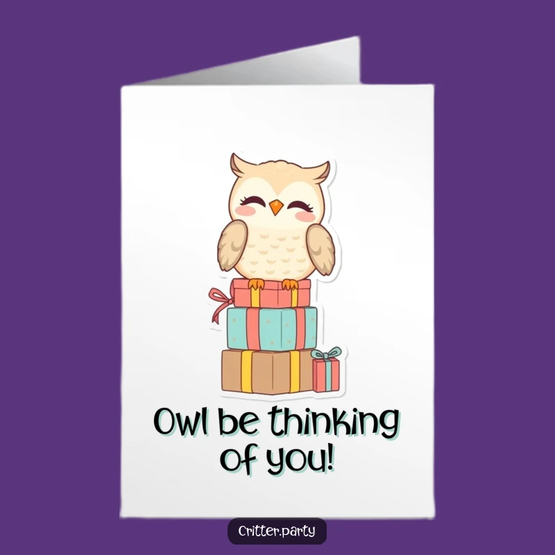 Free Printable Owl Birthday Card: Amused Present Stack DIY Gift