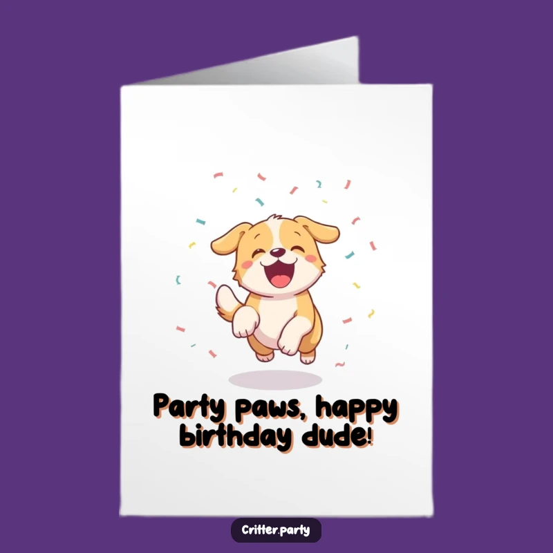 Free Printable Birthday Card: Excited Dog, Funny Downloadable Party Gift