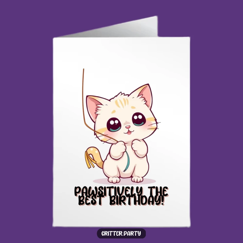 Free Printable Birthday Card: Cat & Streamer, Hilarious Birthday Fun, Downloadable Gift
