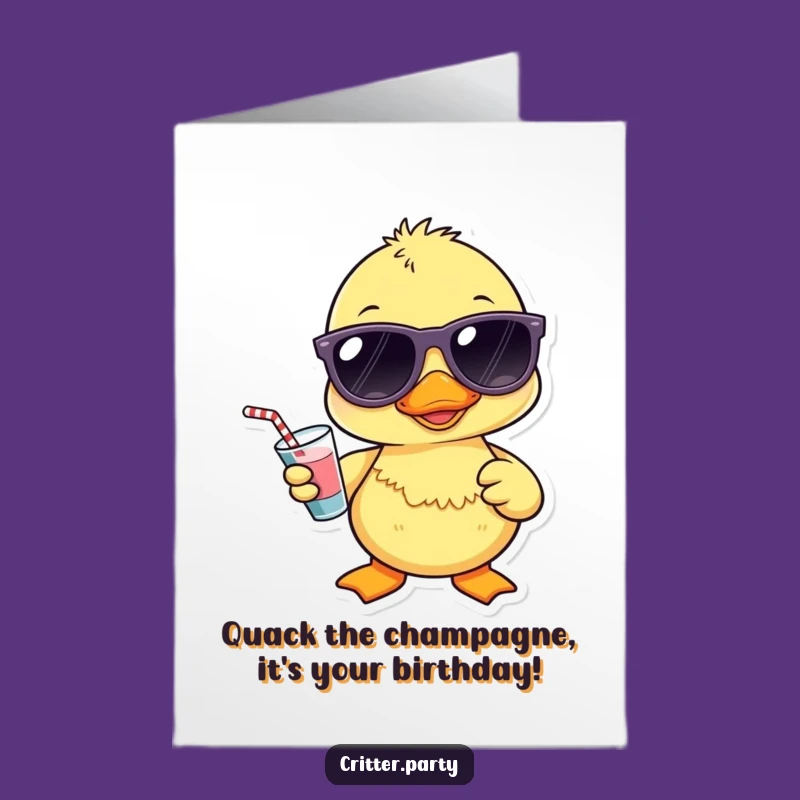 Free Printable Birthday Card: Kawaii Duckling's Cool Vibes Funny Downloadable Gift