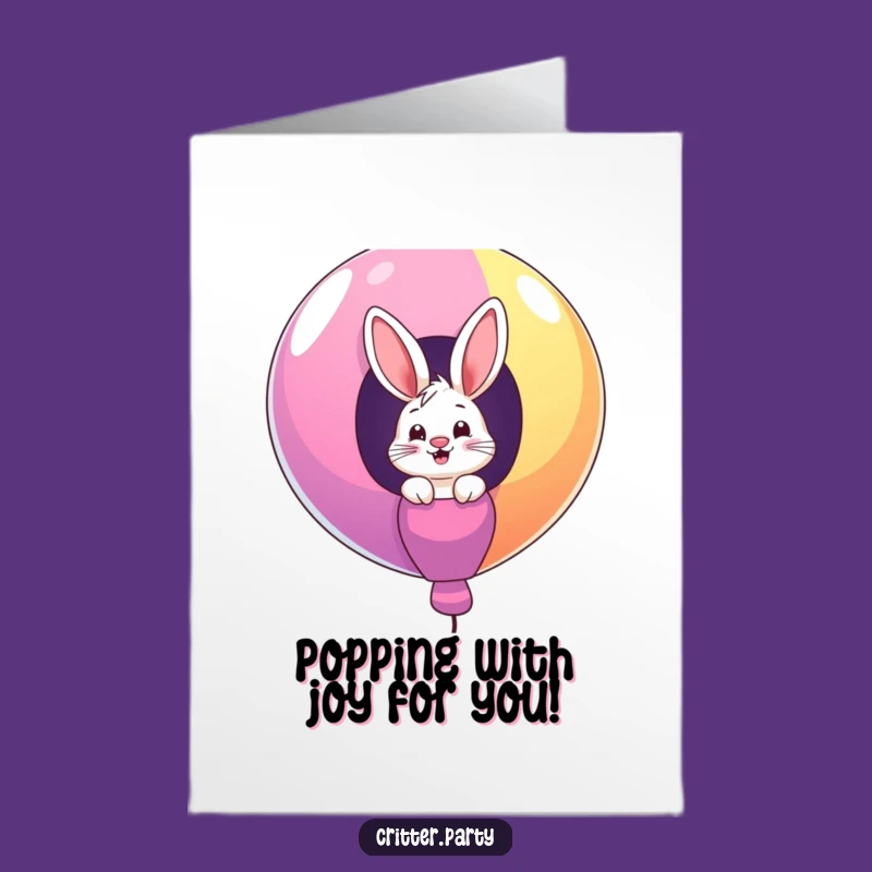 Free Printable Congrats Card: Bunny Balloon Celebration Funny Downloadable Gift