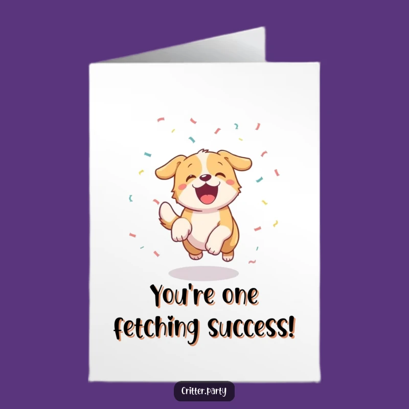 Free Printable Congrats Card: Chasing Dog, Fun Downloadable Gift for Wins