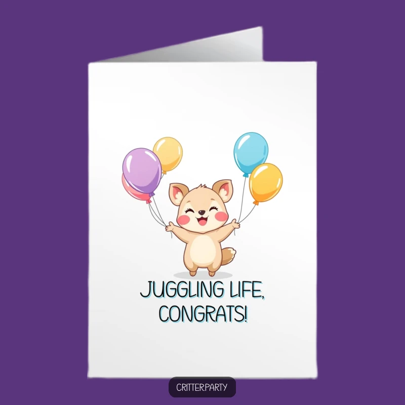 Free Printable Congrats Card: Juggling Animal Hilarious Downloadable for Any Celebration