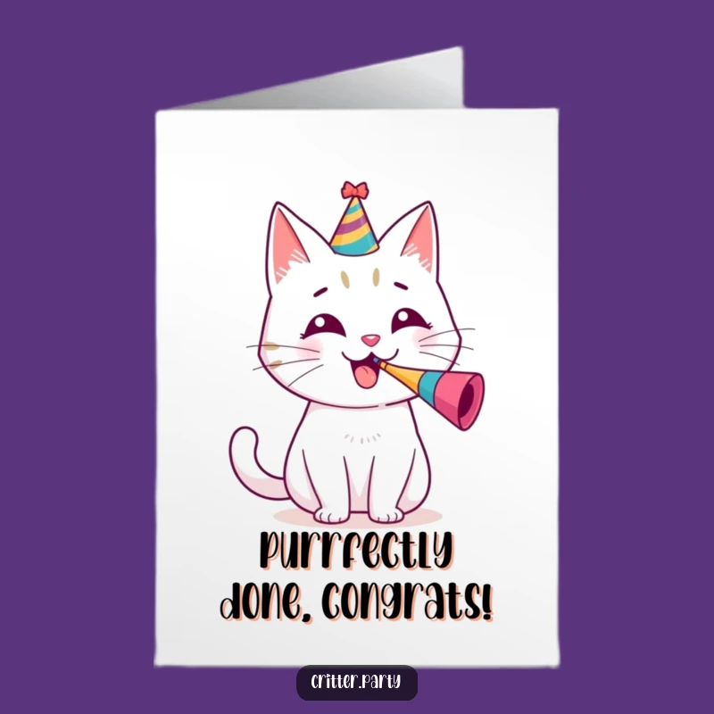 Free Printable Congrats Card: Party Cat Cheers for Your Amazing Win!