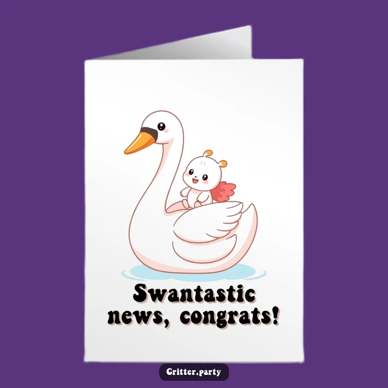 Free Printable Congrats Card: Swan Rider Critter Hilarious Downloadable for Glorious Wins