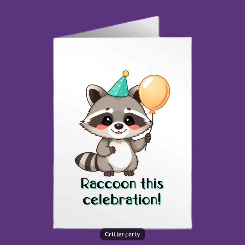 Free Printable Funny Congrats Card: Raccoon's Celebration Balloon