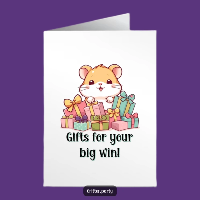 Free Printable Funny Hamster Congrats Card: Gift Pile Surprise Downloadable