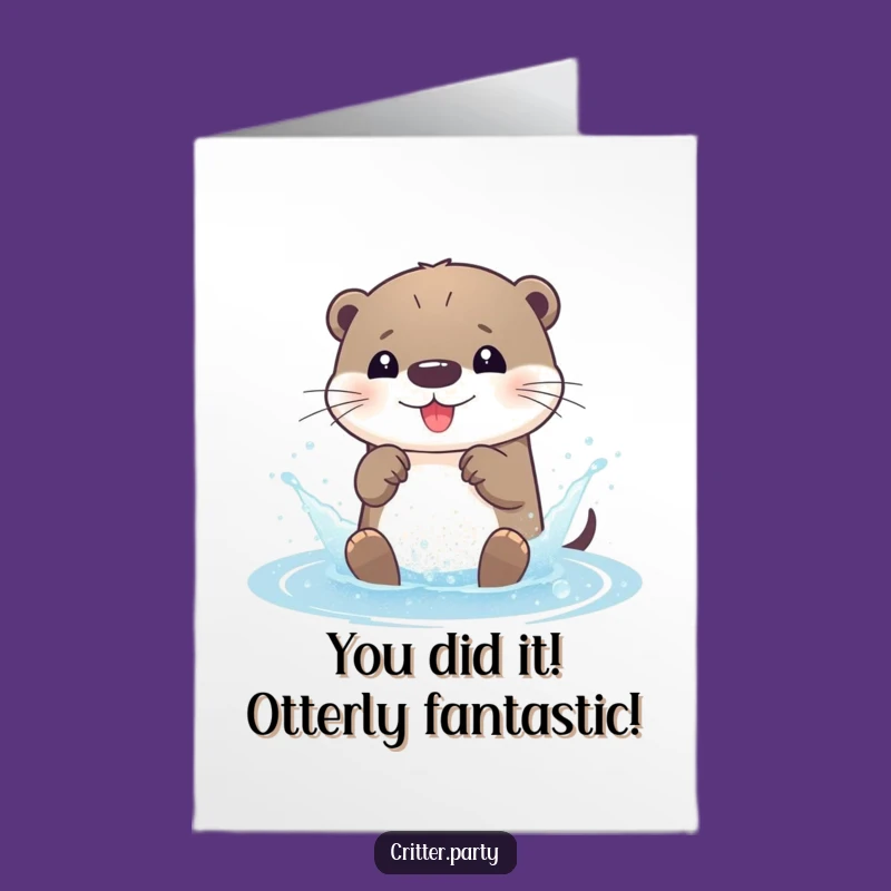 Free Printable Congrats Card: Otter's Glitter Splash, Celebration Downloadable Humor