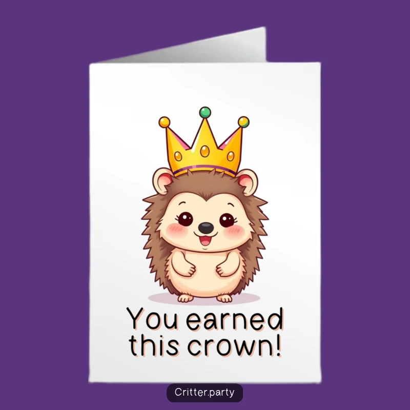 Congrats Free Printable Card: Hedgehog’s Big Crown Success, Downloadable Gift