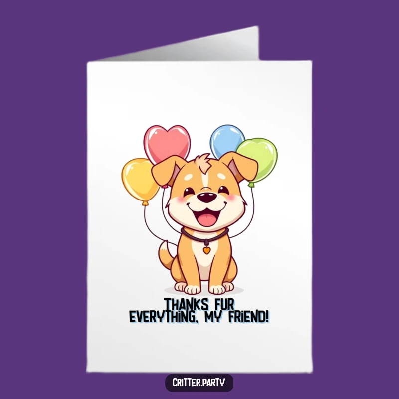 Free Printable Dog Thank You Card: Funny Balloon Pup Downloadable Gift
