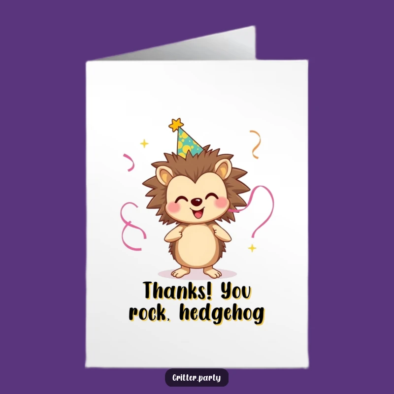 Free Printable Hedgehog Thank You Card - Grateful Juggling Downloadable Gift