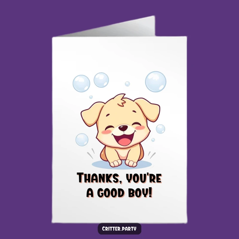Free Printable Puppy Thank You Card: Gleeful Bubble Chase Downloadable Gratitude