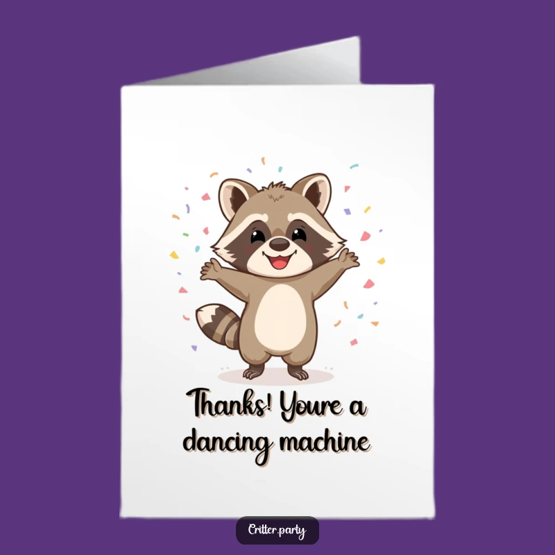 Free Printable Raccoon Dance Thank You Card - Grateful Dance Downloadable Gift