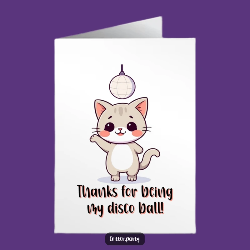 Free Printable Thank You Card: Disco Cat Gratitude Funny Downloadable Gift