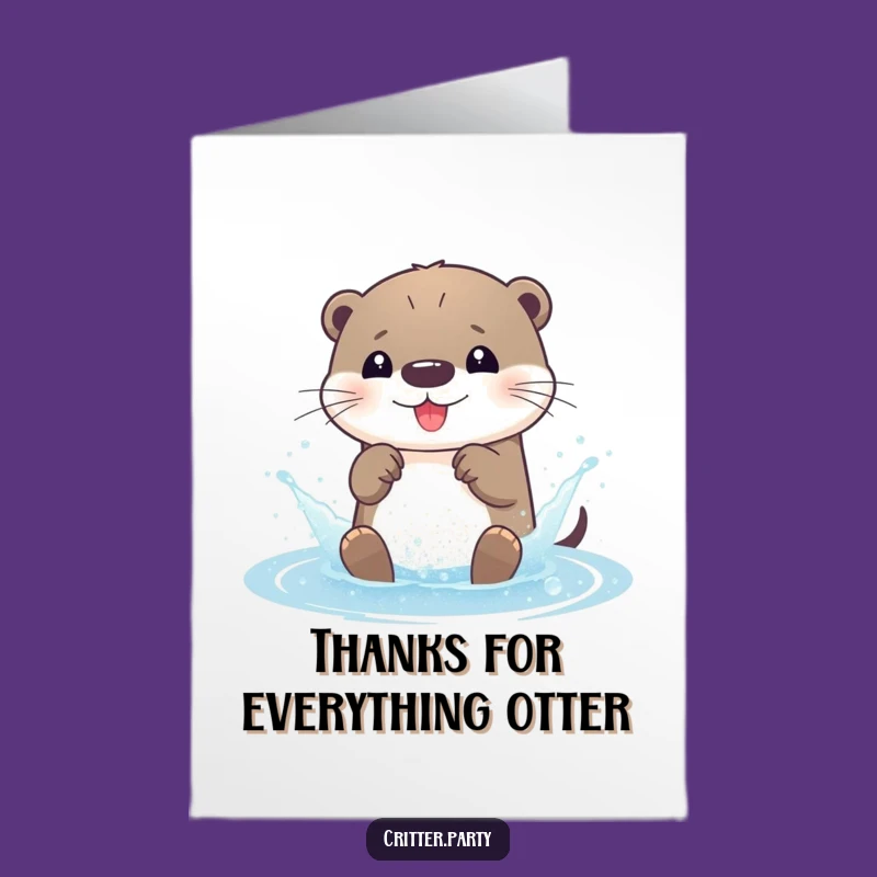 Free Printable Thank You Card: Otter's Glitter Splash, Gratitude Downloadable Humor