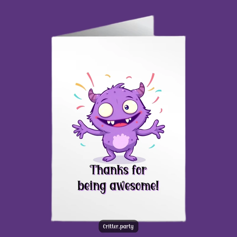Free Printable Thank You Card: Giggling Monster Dance Expressing Thanks Downloadable Gift