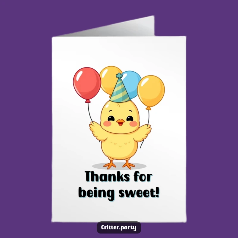 Free Printable Juggling Chick Thank You Card: Playful Thanks Downloadable Gift