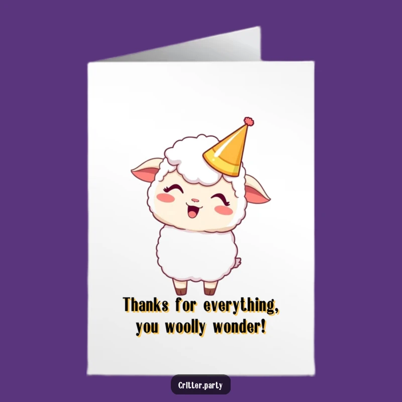 Free Printable Thank You Card: Kawaii Sheep's Giggle Downloadable Gift of Gratitude