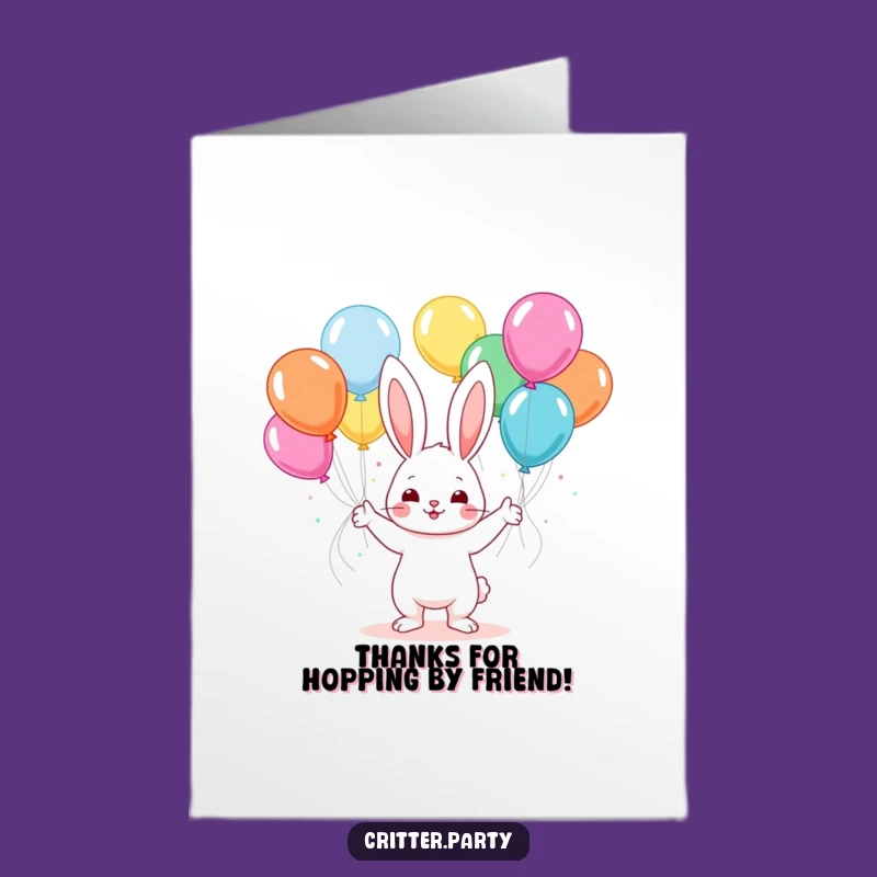 Free Printable Thank You Card: Bunny Balloon Joy Funny Downloadable Gift