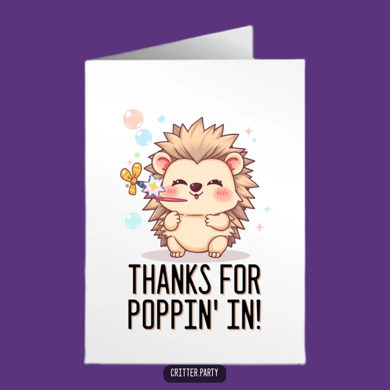 Free Printable Hedgehog Thank You Card - Bubble Popper Downloadable Gratitude