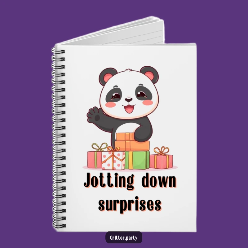 Funny Panda Notebook: Joyful Panda Waving from Presents, Ideal for Notes & Ideas
