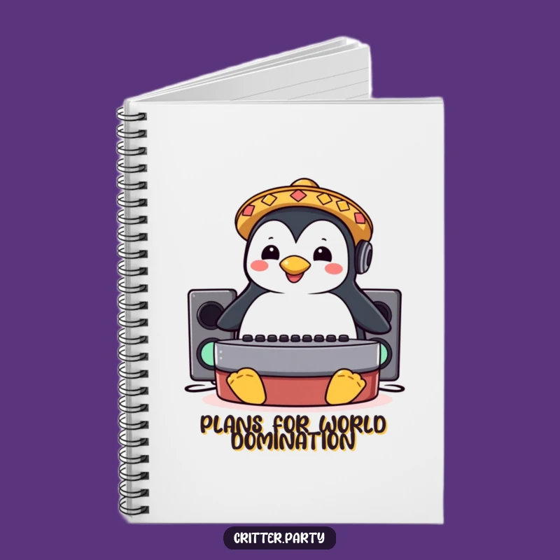 Funny Penguin Sombrero DJ Booth Slide Notebook: Jot Down Your Party Playlist