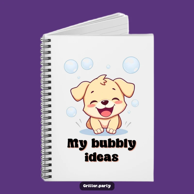 Funny Puppy Notebook: Playful Pup Chasing Bubbles, Journaling with Glee