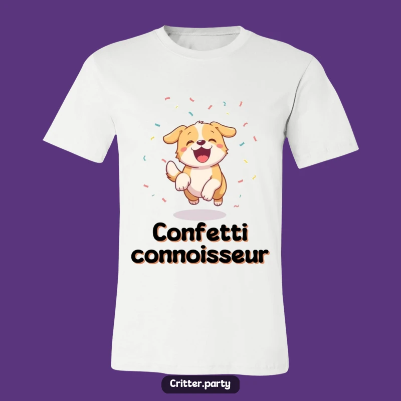 Funny Excited Dog Confetti T-Shirt: Wear Your Celebration with Pride