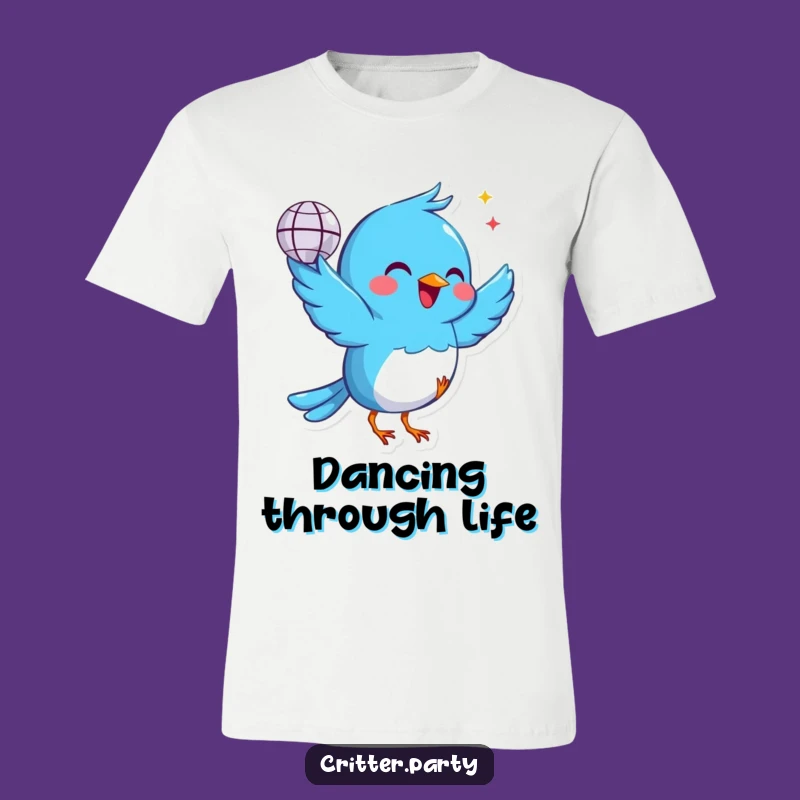 Funny Bird T-Shirt: Dance Party Fun with This Disco Ball Blue Bird Design