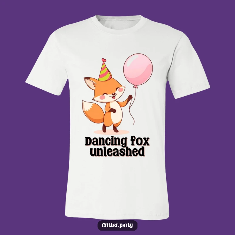 Funny Fox Fiesta Tee: Dancing with Balloon, Humorous Gift