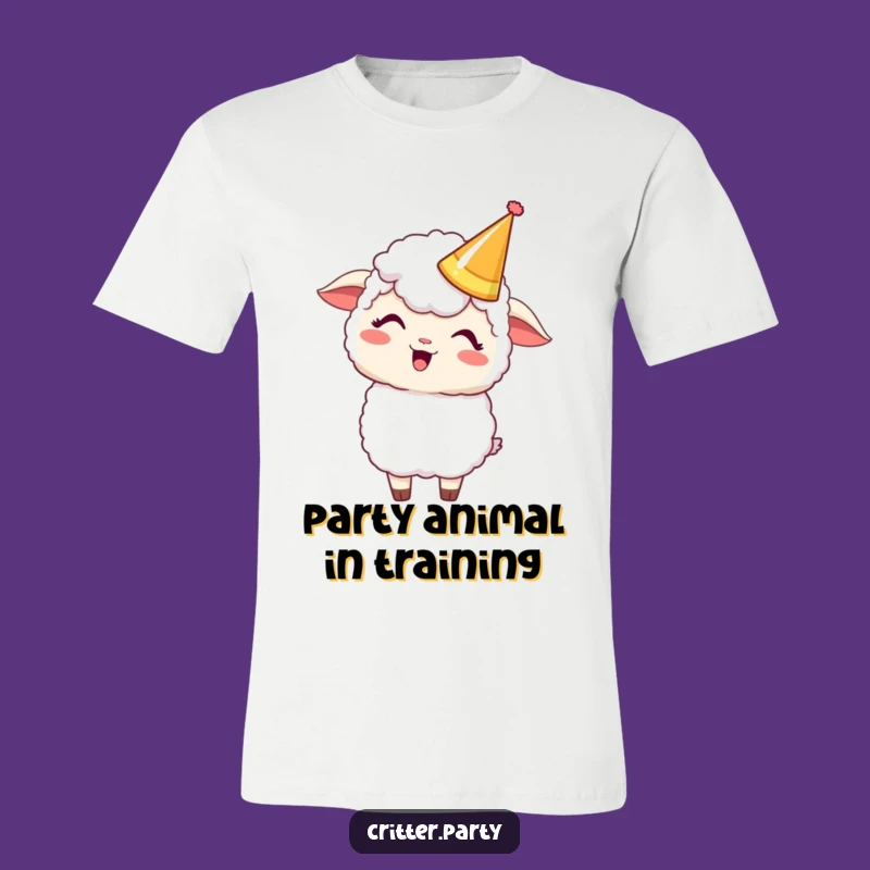 Funny Kawaii Sheep Party Crown T-Shirt: Giggling Sheep Tee, Perfect Humorous Gift