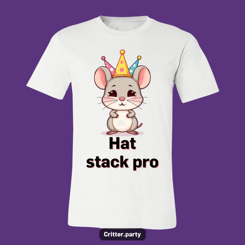 Funny Mouse Party Hat Tee: Wear Your Determination with This Balancing Act!