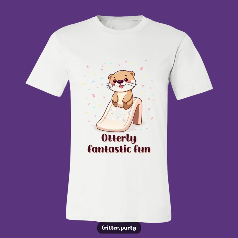 Funny Otter Confetti Slide T-Shirt: Playful Style and Funny Comfort