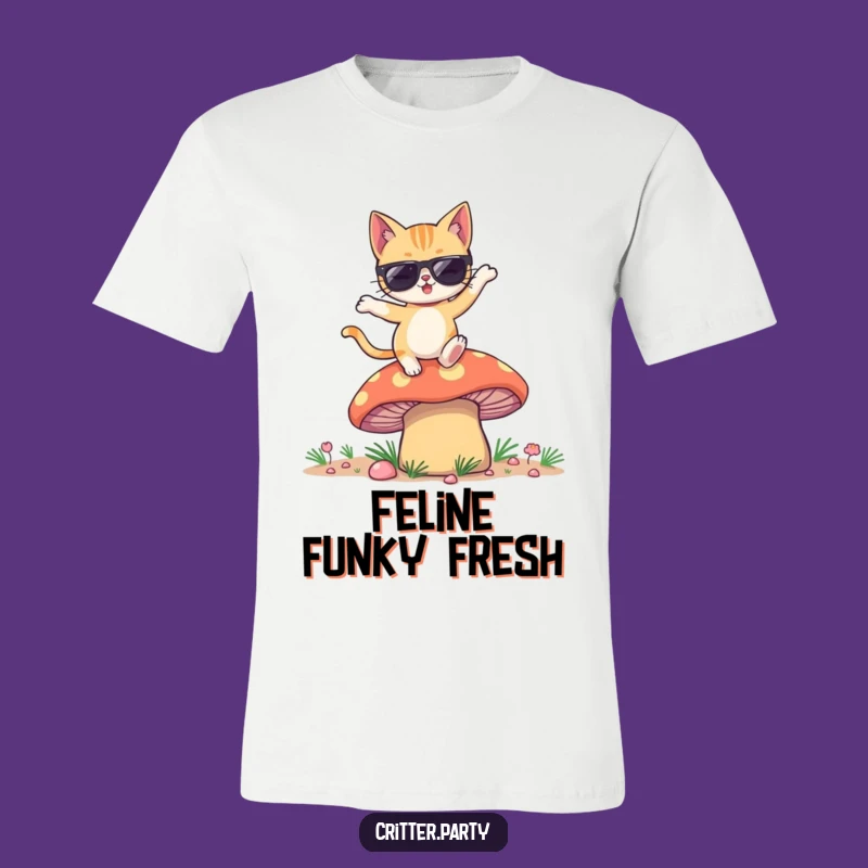 Funny Winking Cat Sunglasses Mushroom Dance T-Shirt: Unleash Your Inner Cool Cat