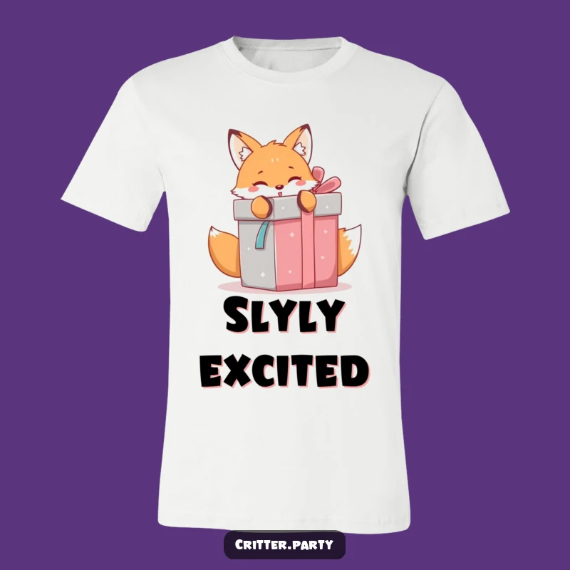 Funny Kawaii Fox Gift Surprise Tee: Playful Unboxing Shirt Gift