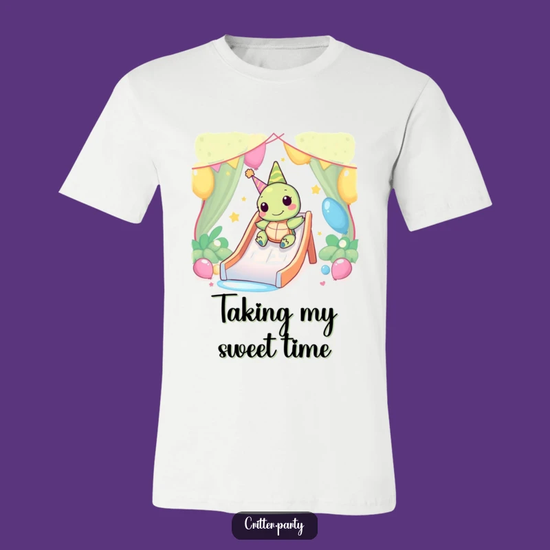 Funny Kawaii Turtle Party Slide T-Shirt: Happy Slow Turtle Tee, Perfect Humorous Gift