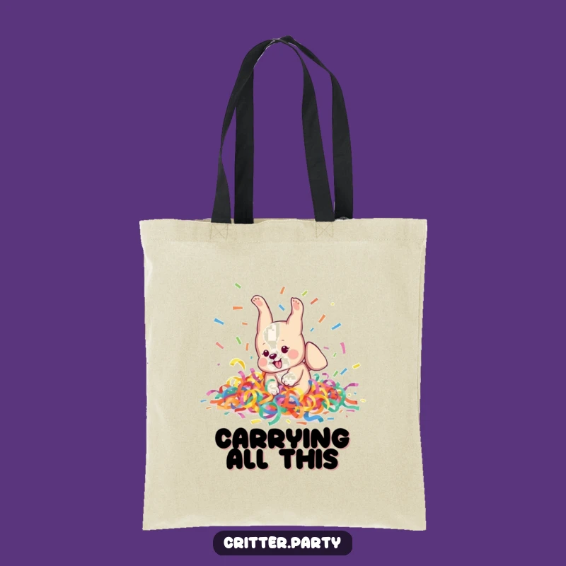 Funny Puppy Party Tote Bag: Carry Your Fun with This Streamer-Tumbling Pup!