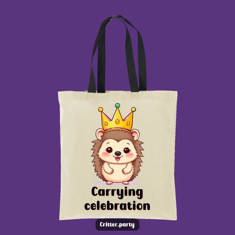 Funny Party Hedgehog Tote Bag - Festive Animal Accessory Gift