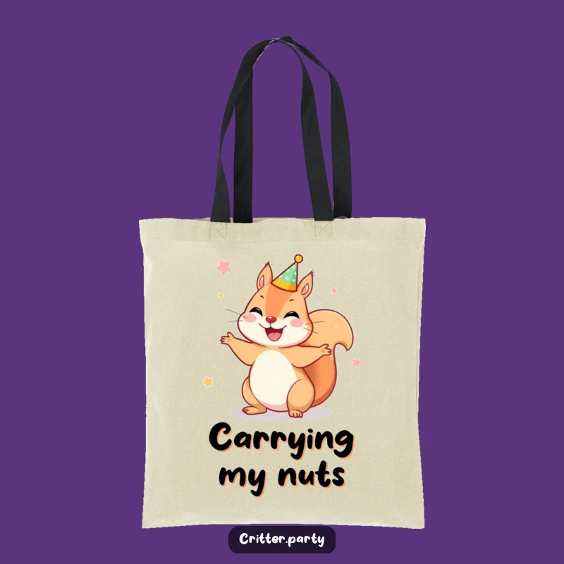 Funny Squirrel Tote Bag: Carry Your Festivities with This Hilarious Spinning Character!
