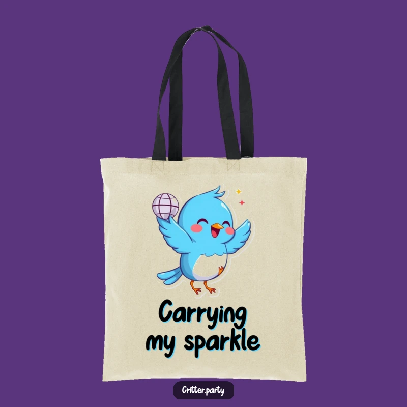 Funny Bird Tote Bag: Carry the Party with This Disco Ball Blue Bird