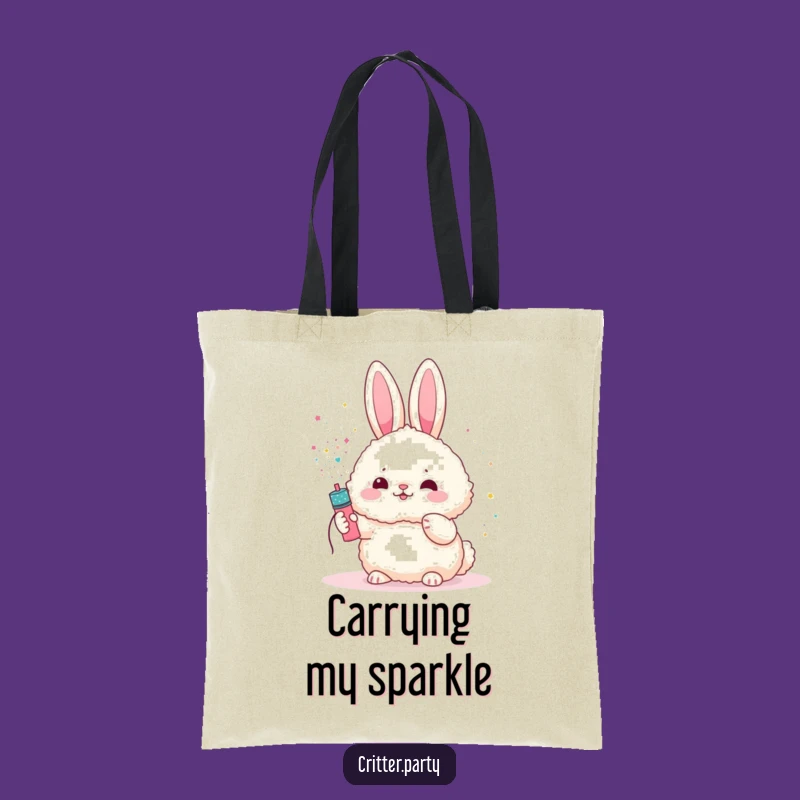 Funny Bunny Tote Bag: Carry Sparkle with this Glitter Shower Design