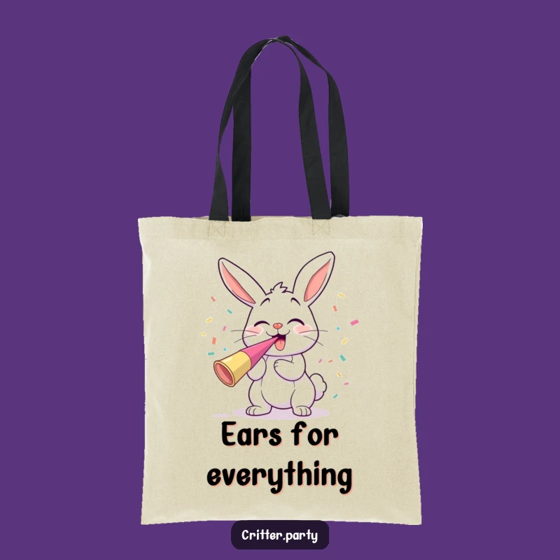 Funny Bunny Party Horn Tote Bag: Hilarious Carryall for Festive Essentials