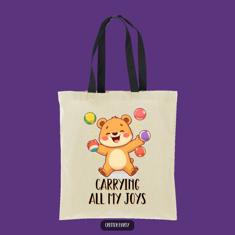 Funny Bear Cub Juggling Tote Bag: Carry Your Fun Everywhere
