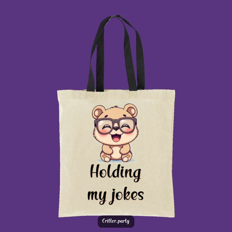 Funny Bear Cub Tote Bag: Novelty Glasses Laugh Design, Your Perfect Funny Gift Carry-All!