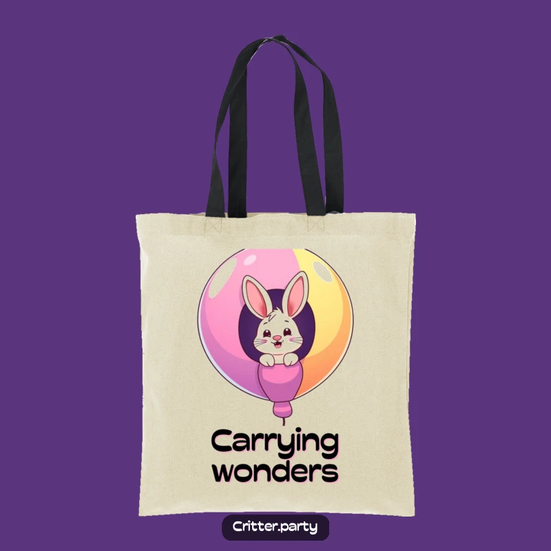 Funny Bunny Balloon Tote Bag: Giggling Critter Accessory, Handy Funny Gift